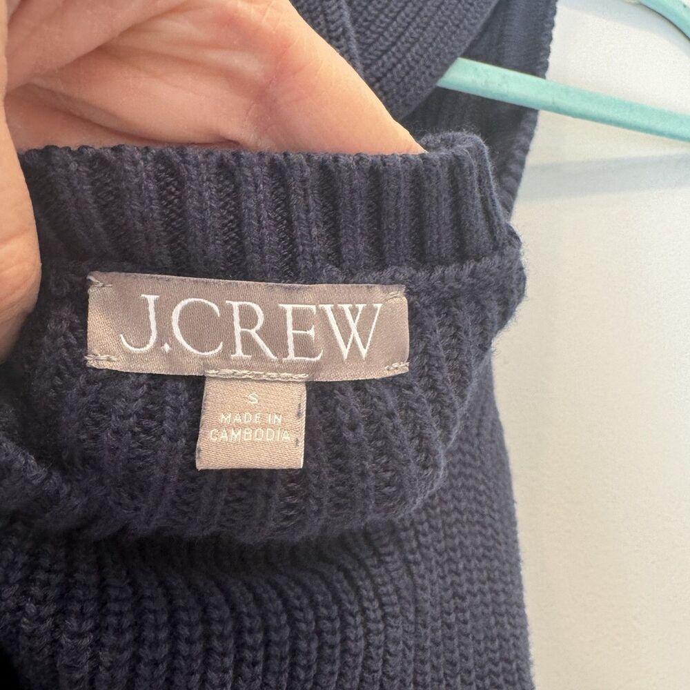 J.Crew Tank Sweater Cotton Cashmere Cross-Back Preppy Heritage Navy Women Small - Picture 5 of 9